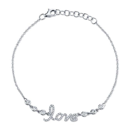 0.19Ct 14K W/G Diamond "Love" Bracelet