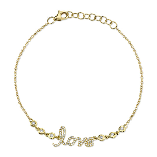 0.19Ct 14K Y/G Diamond "Love" Bracelet