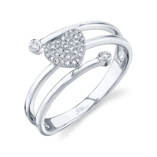 0.10Ct 14K W/G Diamond Pave Heart Ring