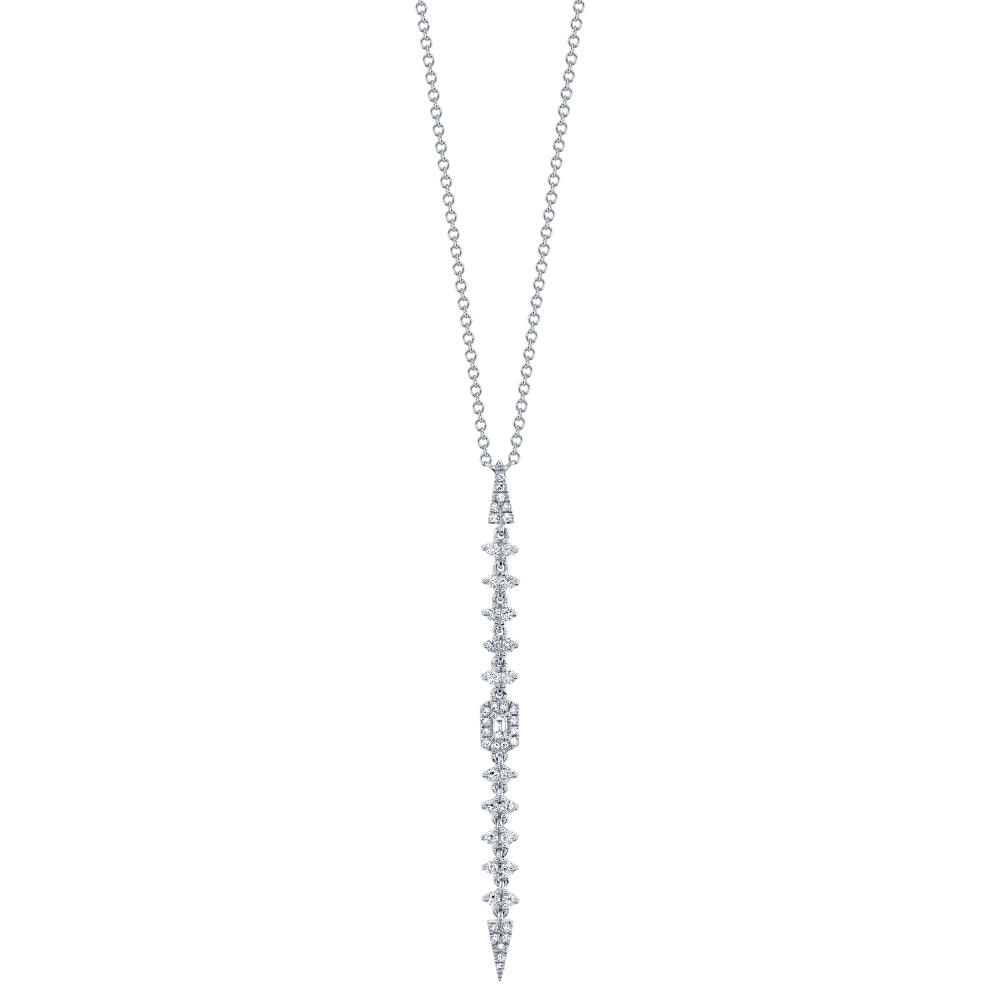 0.34Ct 14K W/G Diamond Baguette Necklace