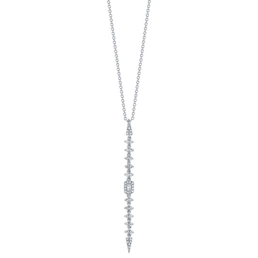 0.34Ct 14K W/G Diamond Baguette Necklace