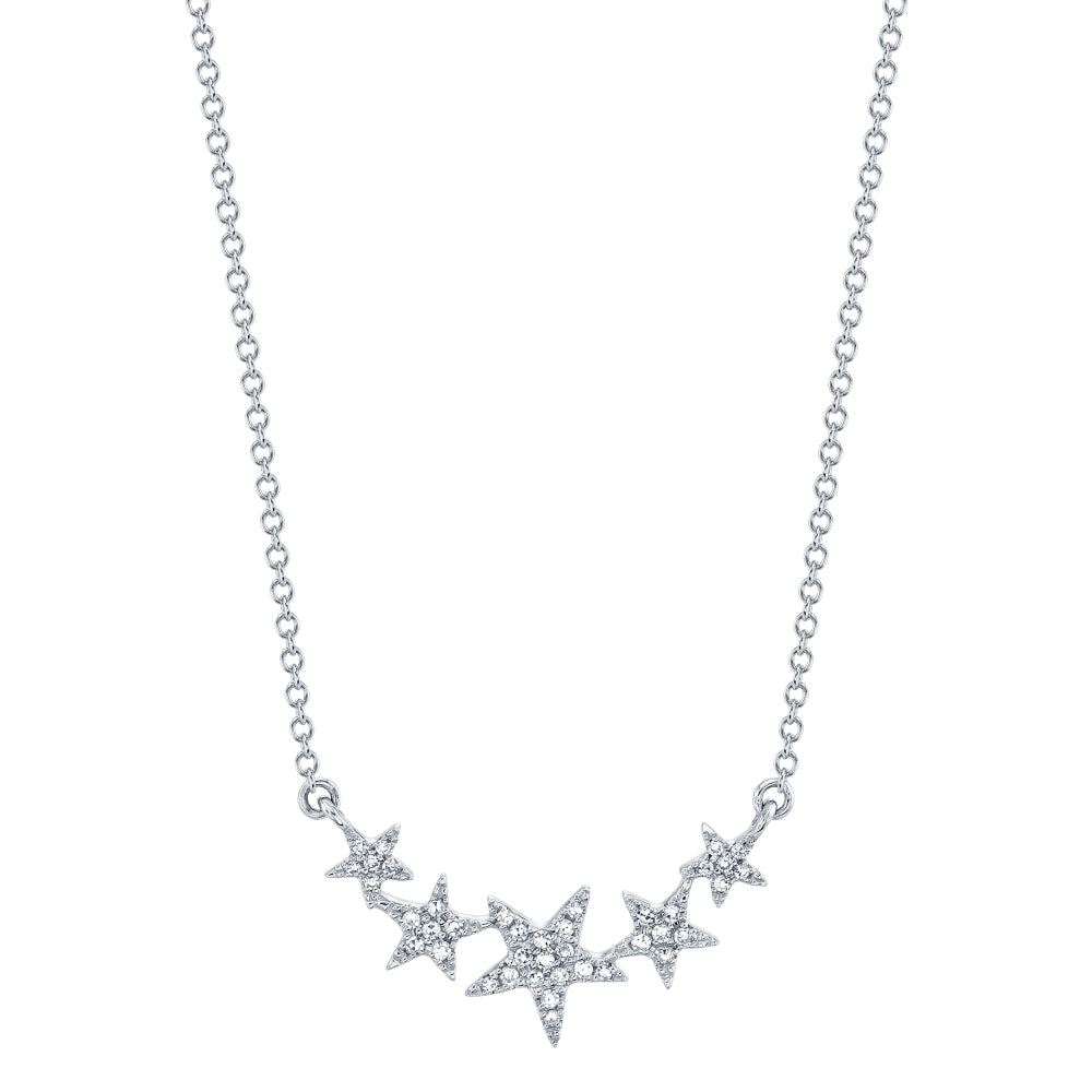 0.11Ct 14K W/G Diamond Star Necklace