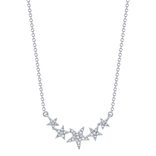 0.11Ct 14K W/G Diamond Star Necklace