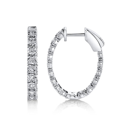 0.90Ct 14K W/G Diamond Oval Hoop Earring