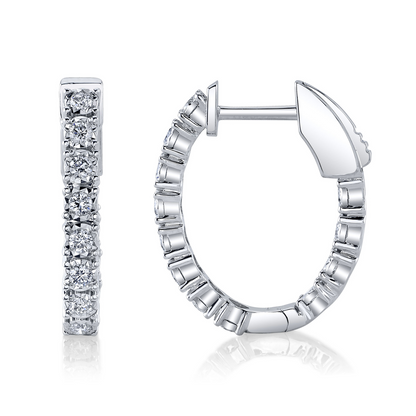 0.47Ct 14K W/G Diamond Oval Hoop Earring