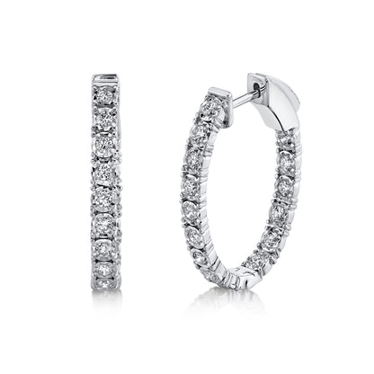 0.90Ct 14K W/G Diamond Oval Hoop Earring