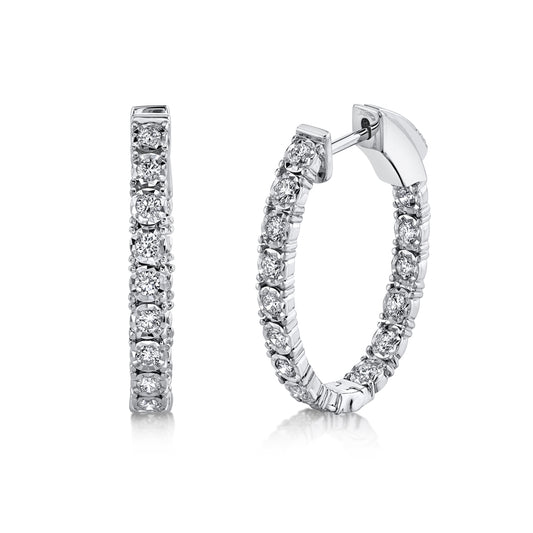 0.90Ct 14K W/G Diamond Oval Hoop Earring