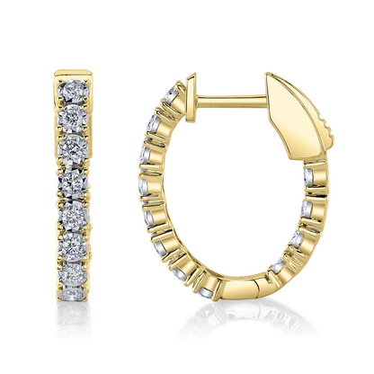 0.90Ct 14K Y/G Diamond Oval Hoop Earring
