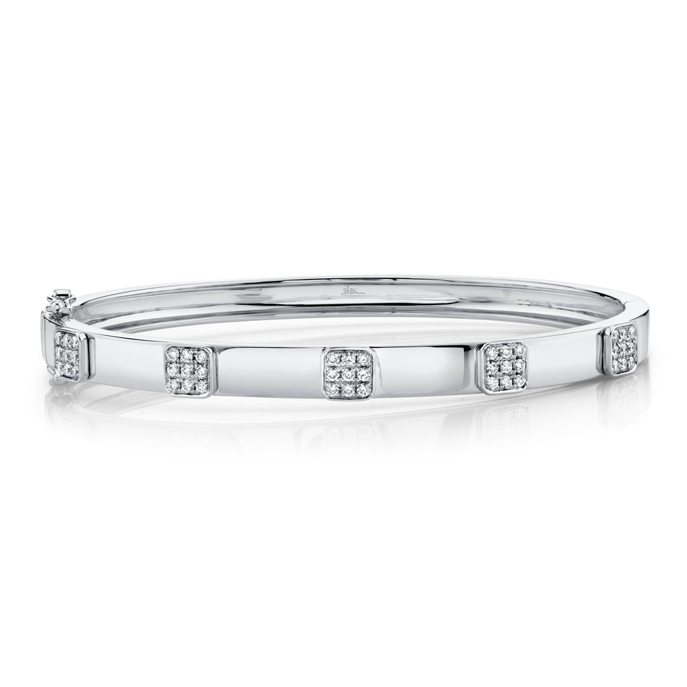 0.43Ct 14K W/G Diamond Pave Bangle