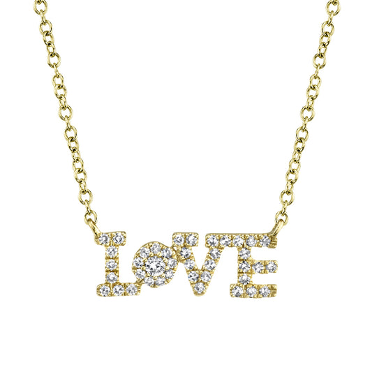 0.14Ct 14K Y/G Diamond "Love" Necklace