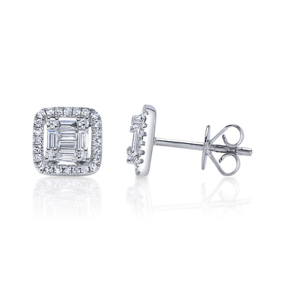 0.43Ct 14K W/G Diamond Baguette Stud Earring