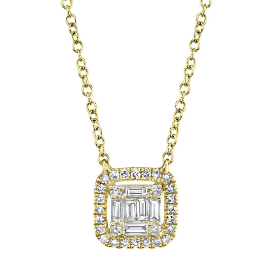 0.22Ct 14K Y/G Diamond Baguette Necklace