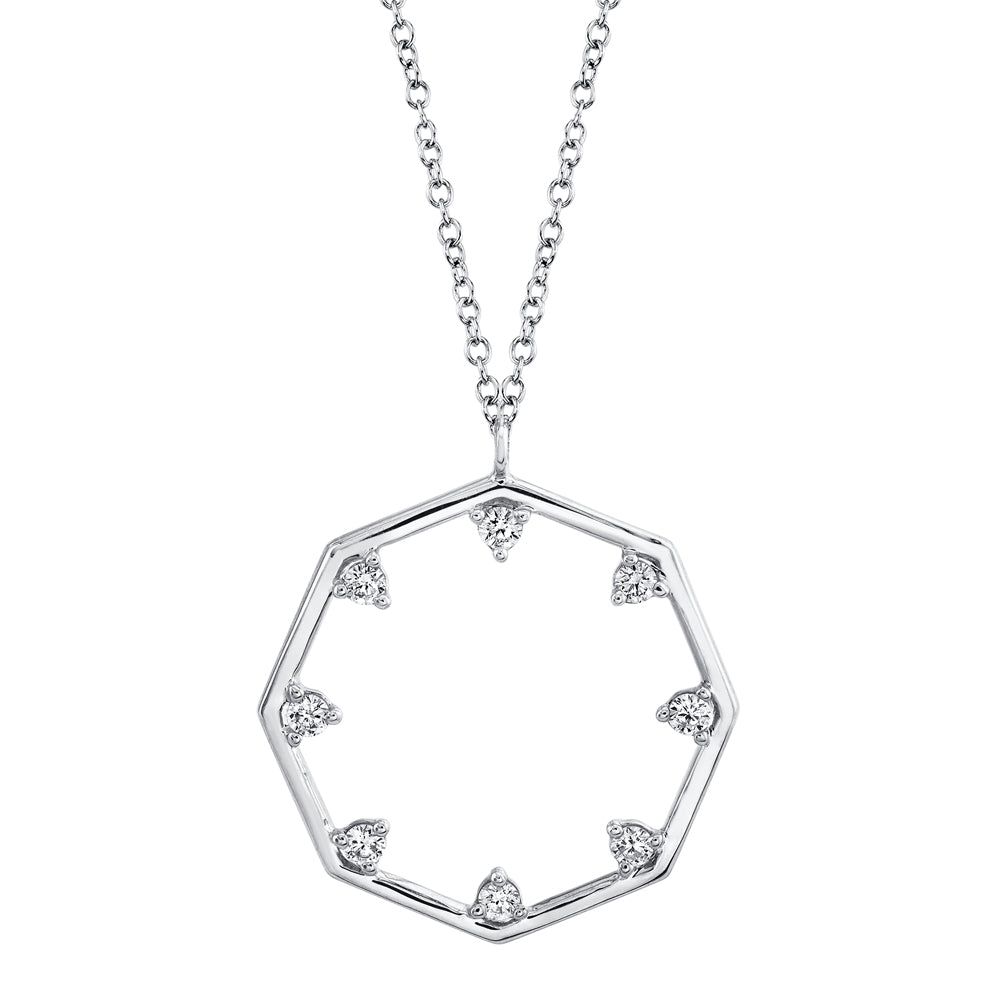 0.17Ct 14K W/G Diamond Octagon Necklace