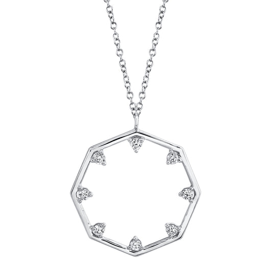 0.17Ct 14K W/G Diamond Octagon Necklace