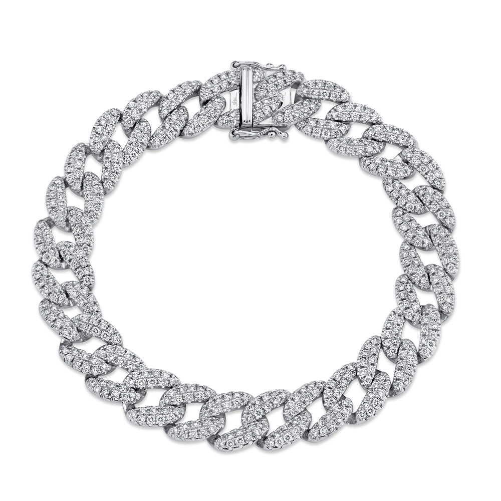 4.36Ct 14K W/G Diamond Pave Link Bracelet