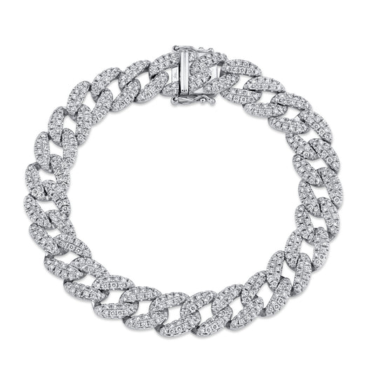 4.36Ct 14K W/G Diamond Pave Link Bracelet