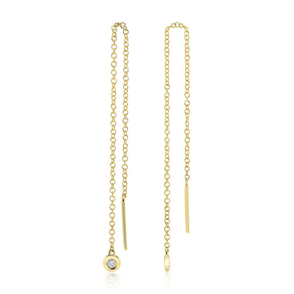 0.04Ct 14K Y/G Diamond Threader Earring