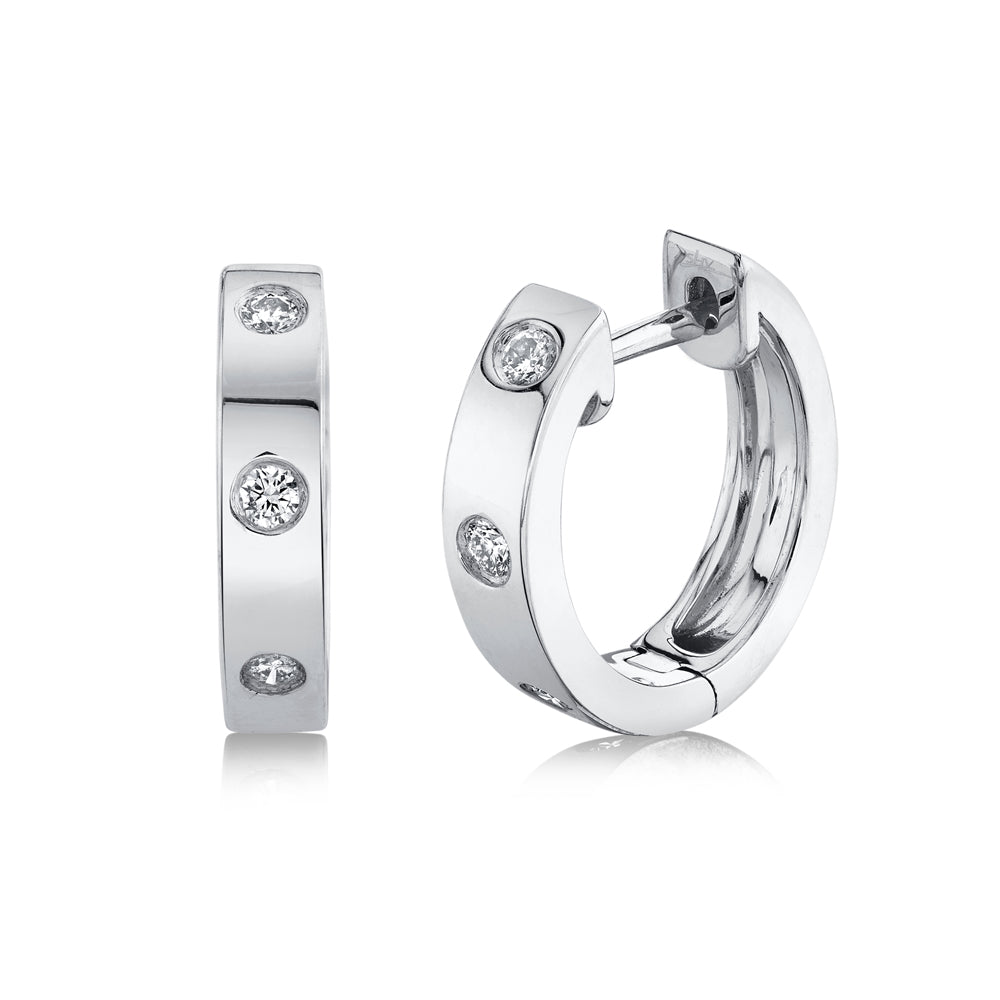 0.11Ct 14K W/G Diamond Huggie Earring