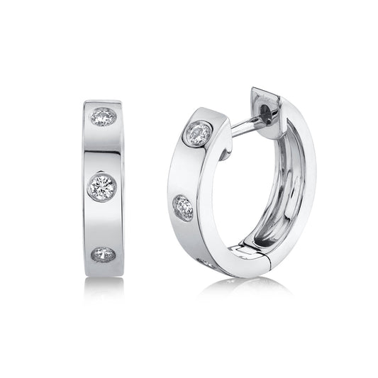 0.11Ct 14K W/G Diamond Huggie Earring
