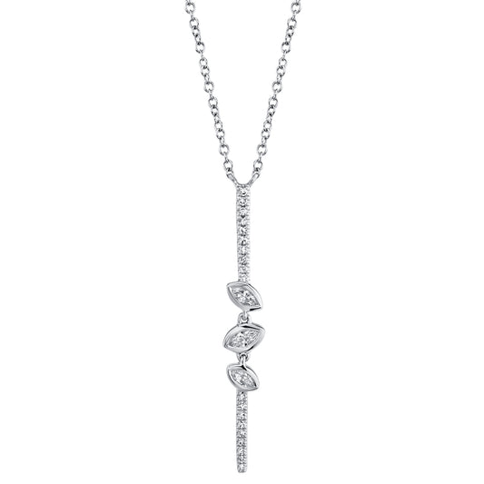 0.19Ct 14K W/G Diamond Marquise Bezel Necklace