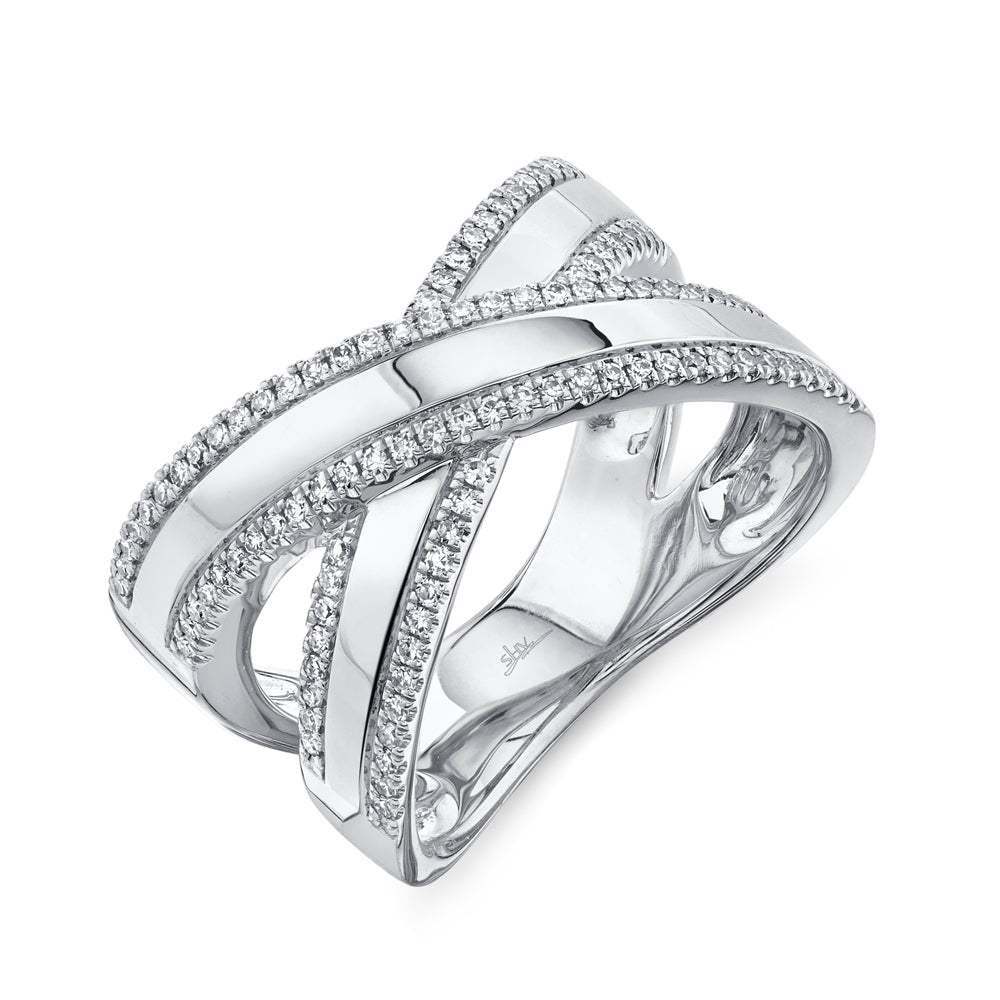 0.32Ct 14K W/G Diamond "X" Ring
