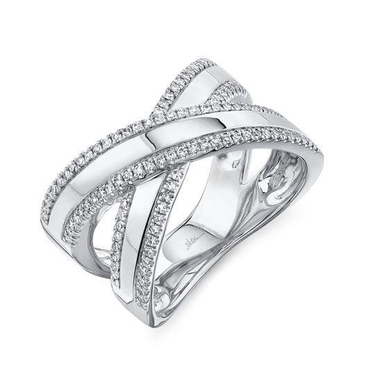 0.32Ct 14K W/G Diamond "X" Ring