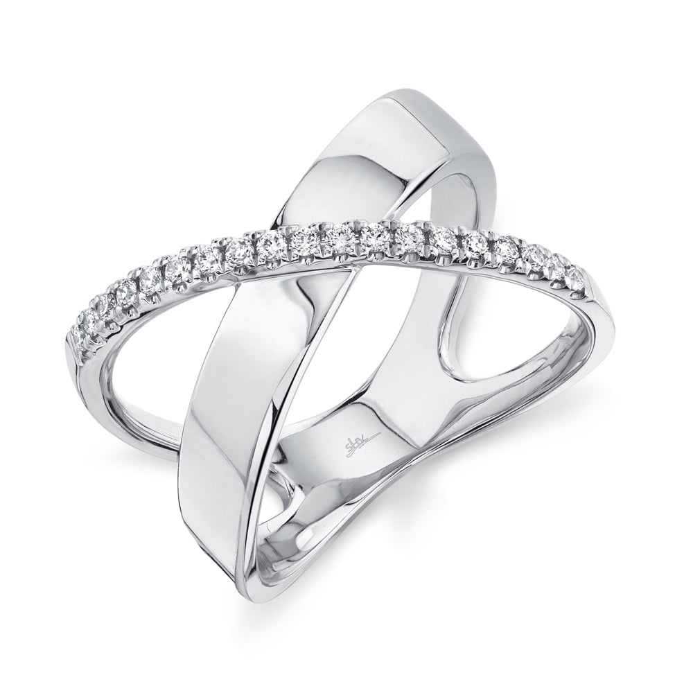 0.19Ct 14K W/G Diamond "X" Ring
