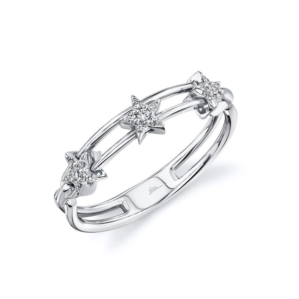 0.06Ct 14K W/G Diamond Star Slider Ring