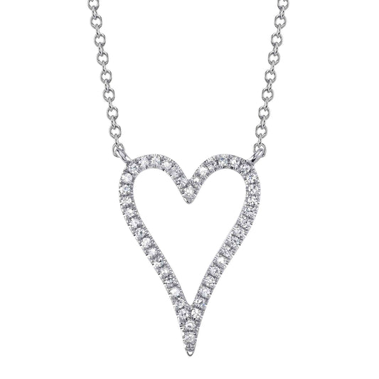 0.11Ct 14K W/G Diamond Open Heart Necklace
