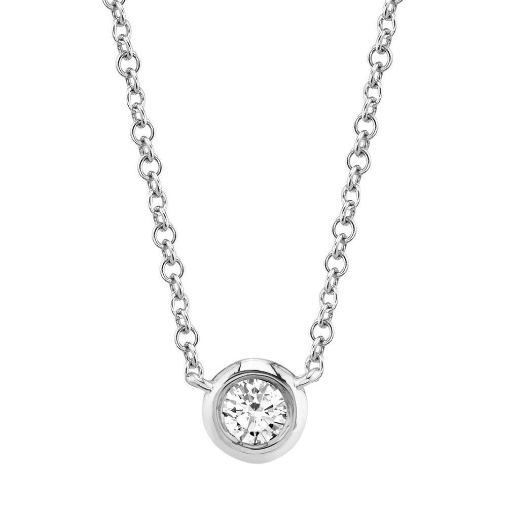 0.20Ct 14K W/G Diamond Bezel Necklace