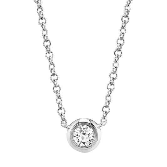 0.20Ct 14K W/G Diamond Bezel Necklace