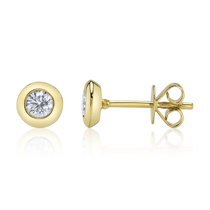 0.40Ct 14K Y/G Diamond Bezel Stud Earring