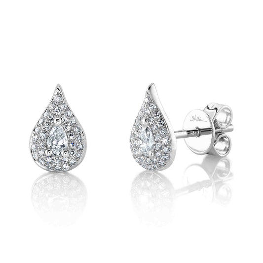 0.32Ct 14K W/G Diamond Pear Stud Earring