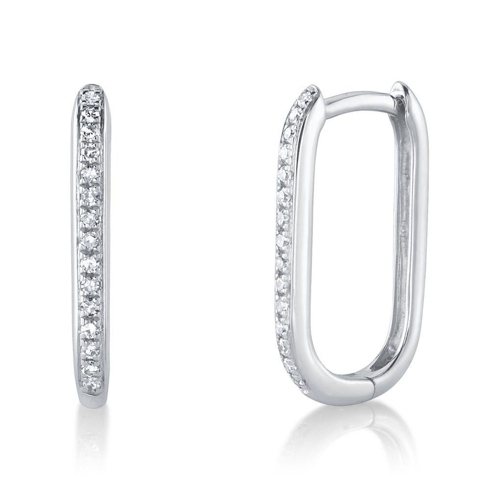 0.08Ct 14K W/G Diamond Oval Hoop Earring
