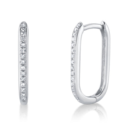 0.08Ct 14K W/G Diamond Oval Hoop Earring