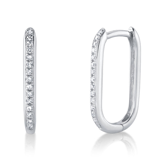 0.08Ct 14K W/G Diamond Oval Hoop Earring