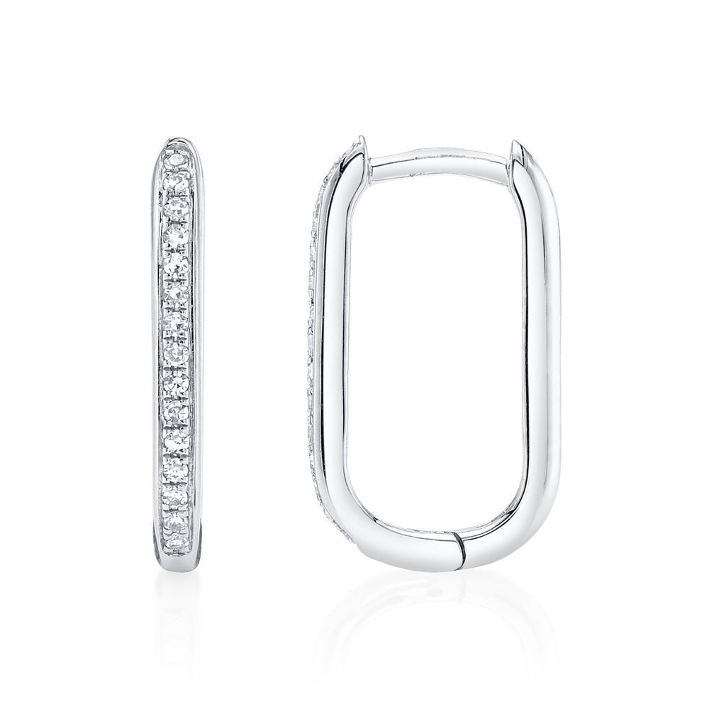 0.08Ct 14K W/G Diamond Oval Hoop Earring
