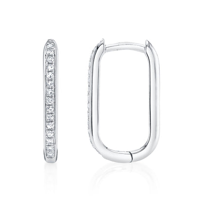0.08Ct 14K W/G Diamond Oval Hoop Earring