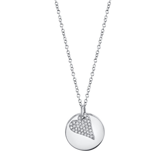 0.09Ct 14K W/G Diamond Pave Heart Necklace