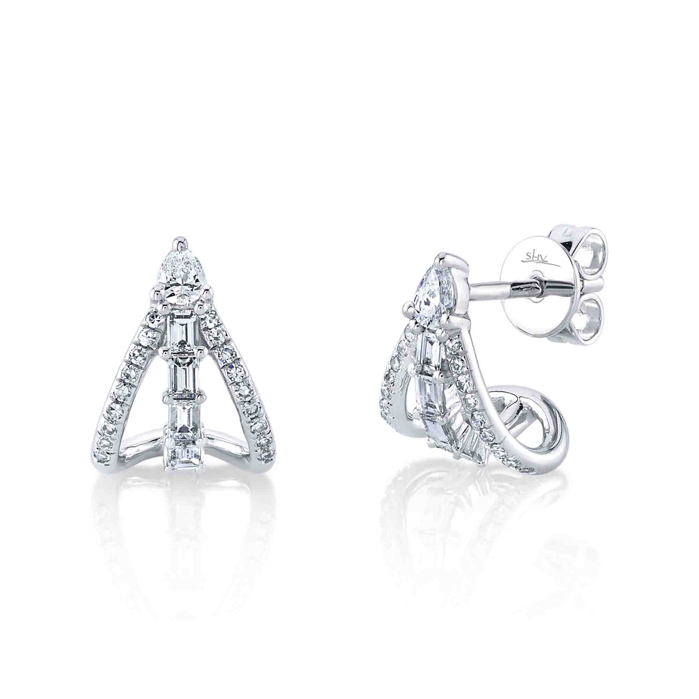 0.47Ct 14K W/G Diamond Baguette Pear Earring