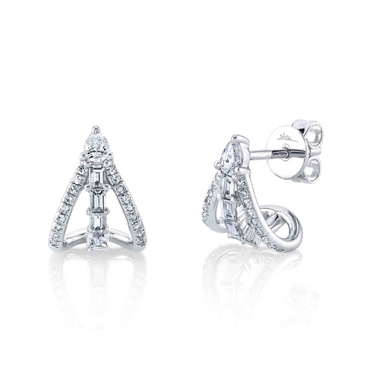 0.47Ct 14K W/G Diamond Baguette Pear Earring