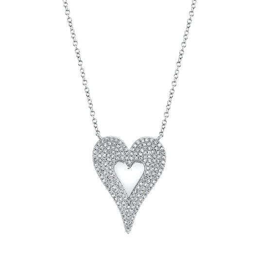 0.38Ct 14K W/G Diamond Heart Necklace