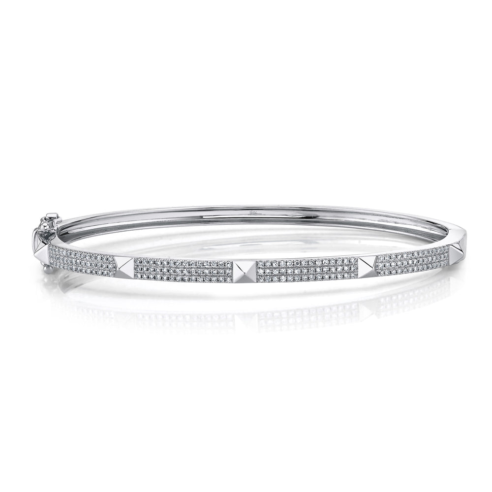 0.45Ct 14K W/G Diamond Pave Pyramid Bangle