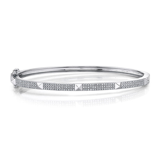 0.45Ct 14K W/G Diamond Pave Pyramid Bangle