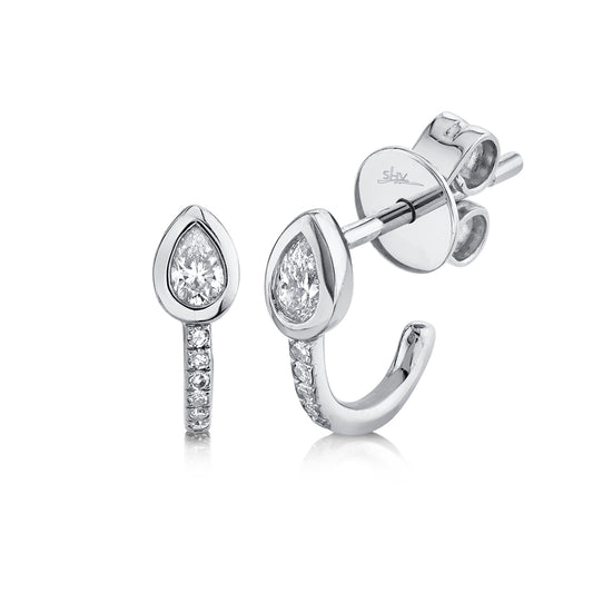 0.21Ct 14K W/G Diamond Pear Bezel Earring