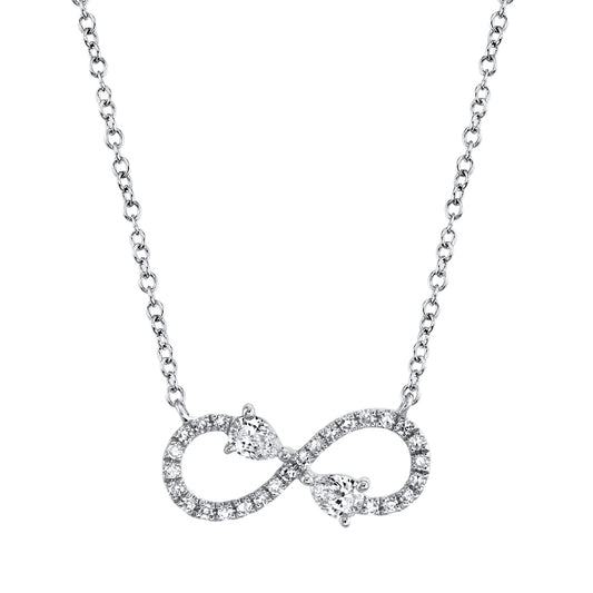 0.22Ct 14K W/G Diamond Pear Infinity Necklace