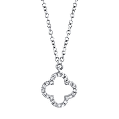 0.08Ct 14K W/G Diamond Clover Necklace
