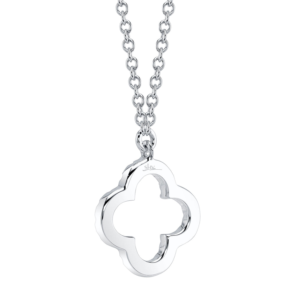 0.08Ct 14K W/G Diamond Clover Necklace