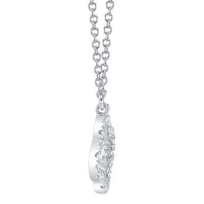 0.08Ct 14K W/G Diamond Clover Necklace