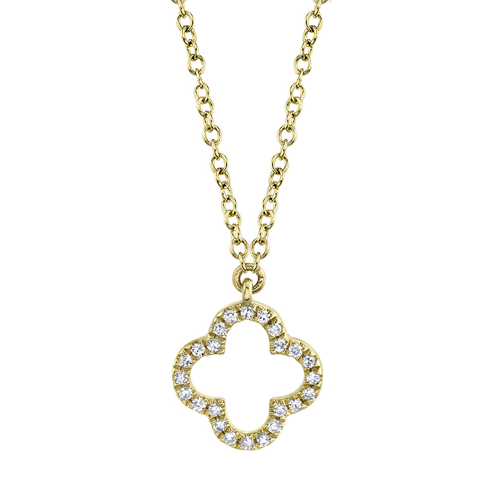 0.08Ct 14K Y/G Diamond Clover Necklace